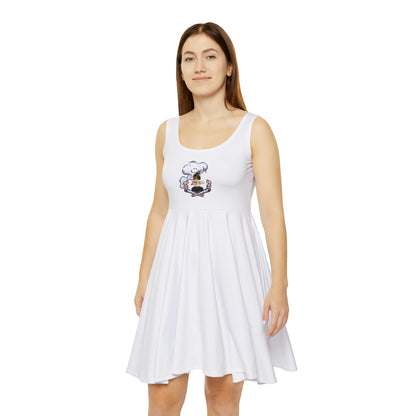 2HY4TV 2Gz White Women's Skater Dress (AOP)